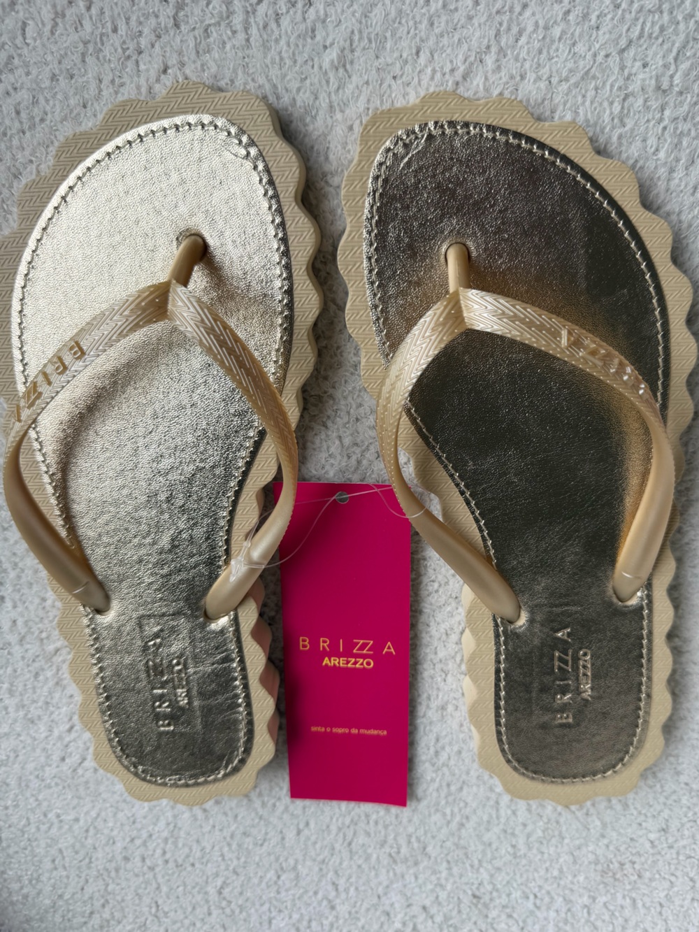 Metallic Gold Scalloped Flip Flop Sandals